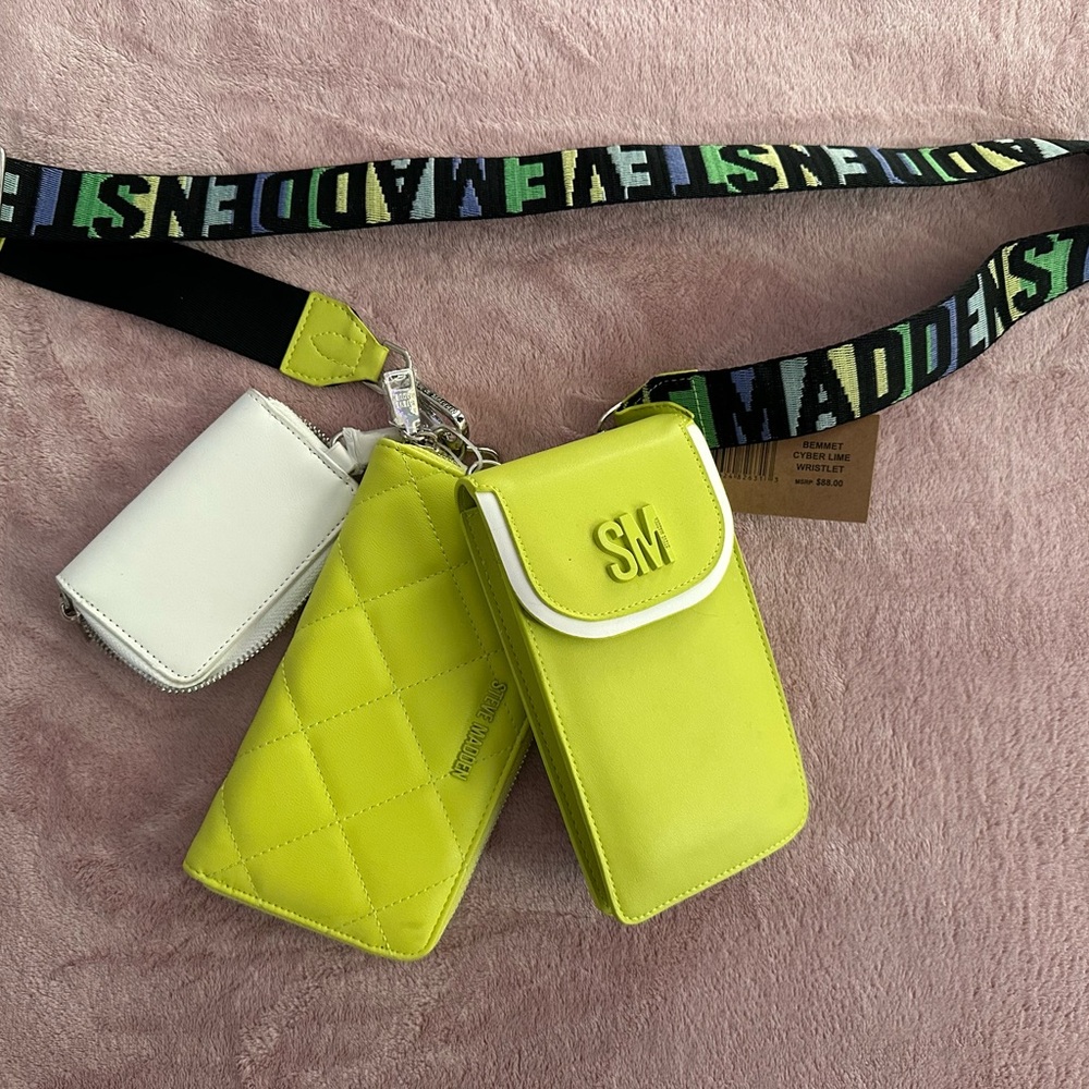 Steve Madden Cyber Lime Wristlet Set